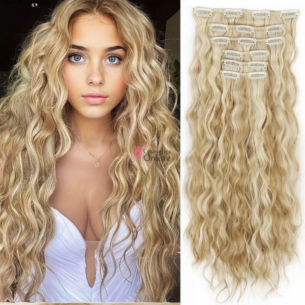 Extensie de par Full Head delux Wave de 55 cm, Blond Inchis cu suvite Blonde PC24613